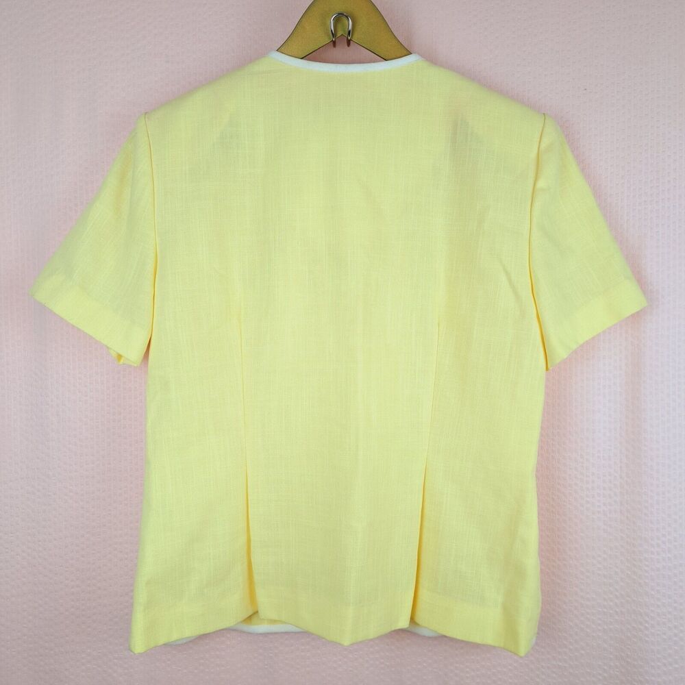 Vintage Lady Leslie By Leslie Fay Yellow Short Sleeve Blazer Size 12 USA - Picture 9 of 11